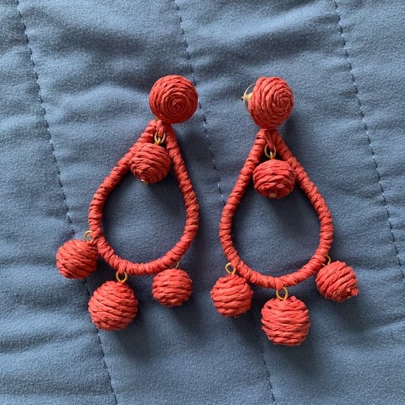 American Eagle Outfitters Jewelry - *SOLD* Rattan Earrings Lightweight Dangle Woven Bohemian Straw Wicker Drop